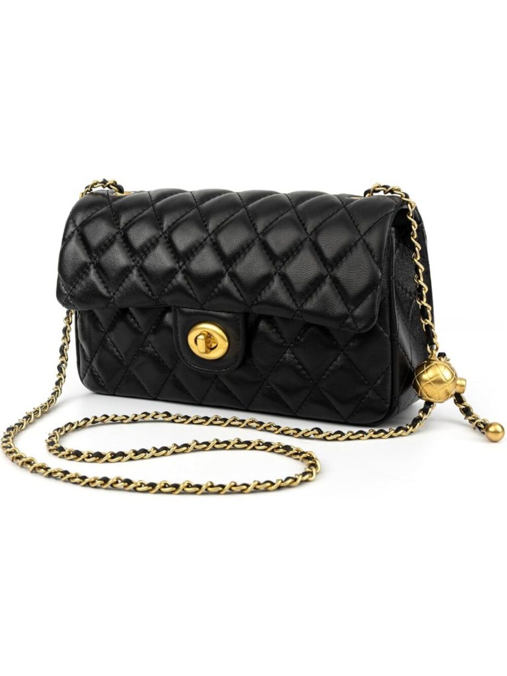 Quilted Lambskin Leather Crossbody Purse for Women - Small Stylish Bag